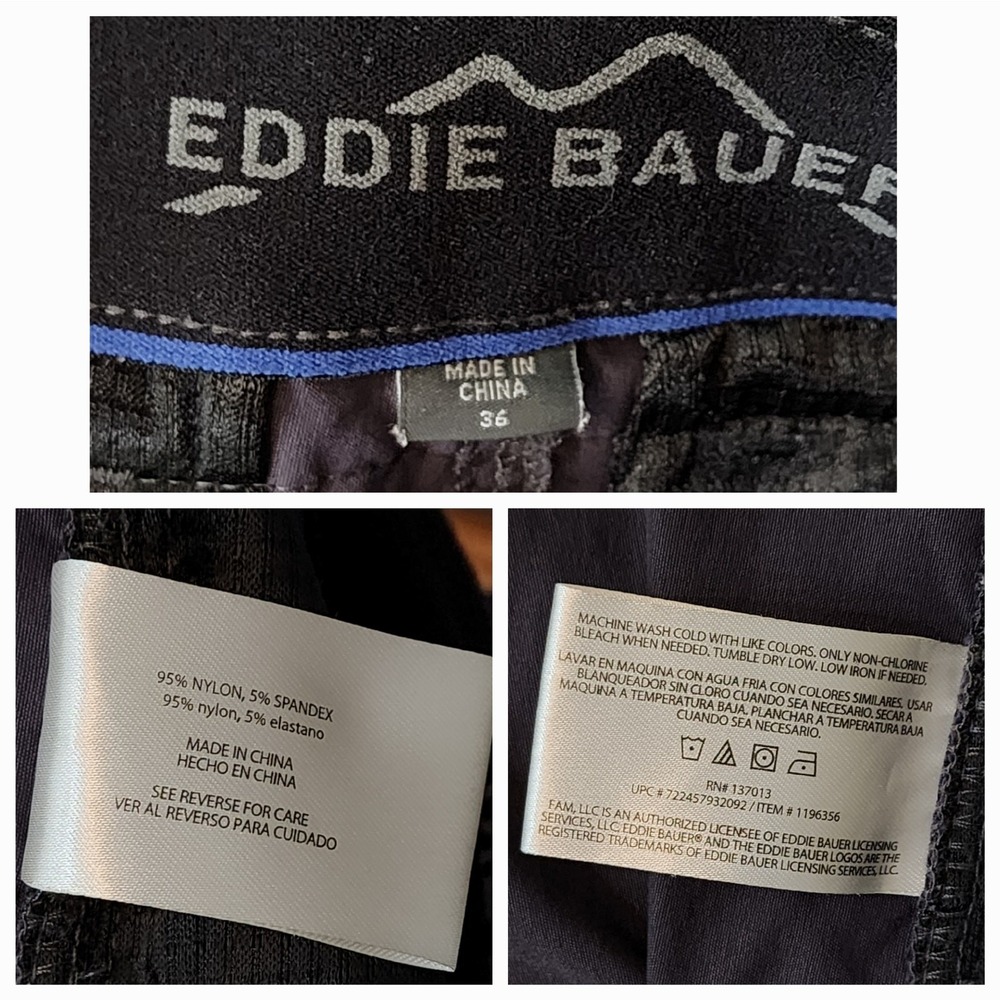Eddie Bauer Nylon Cargo Short 36 Men Gray 10" Stretch Hiking Camping Pocket READ - Picture 5 of 9